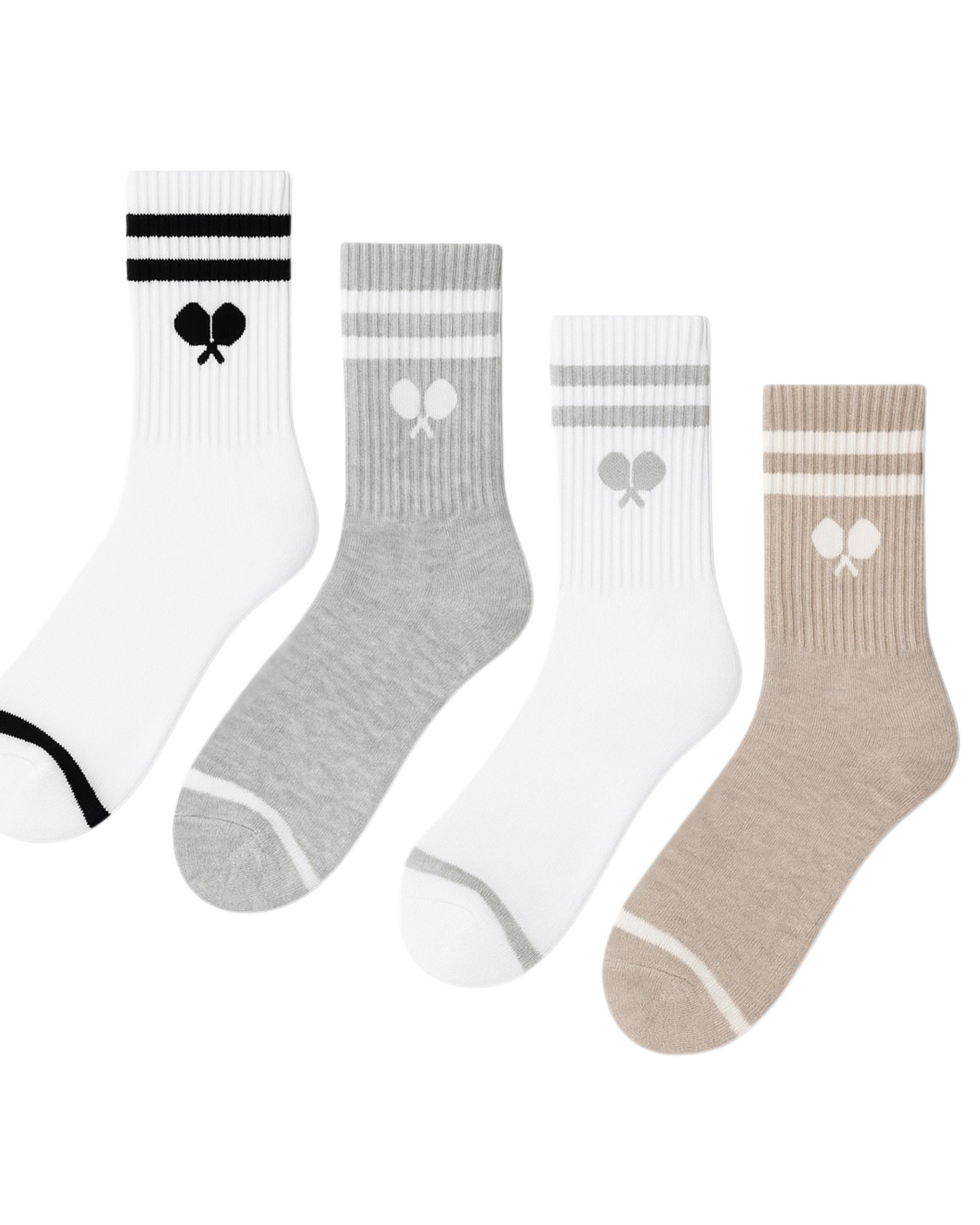 The Pickleball Crew: Premium Varsity Pickleball Socks – Set of 4 Neutral Pairs