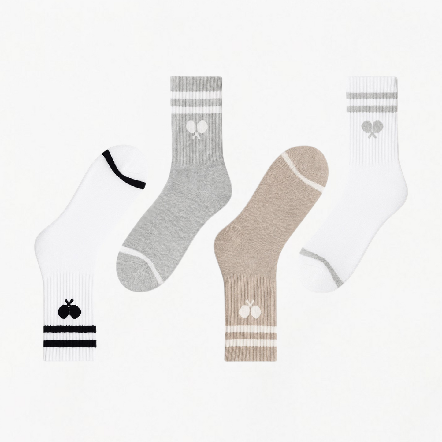 The Pickleball Crew: Premium Varsity Pickleball Socks – Set of 4 Neutral Pairs