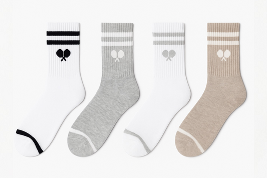 The Pickleball Crew: Premium Varsity Pickleball Socks – Set of 4 Neutral Pairs